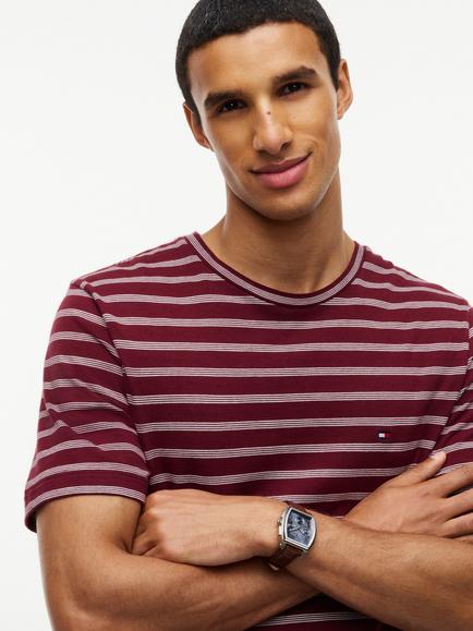 Tommy Hilfiger Cotton Stripe Logo T-Shirt, Multi - view 2, Multi