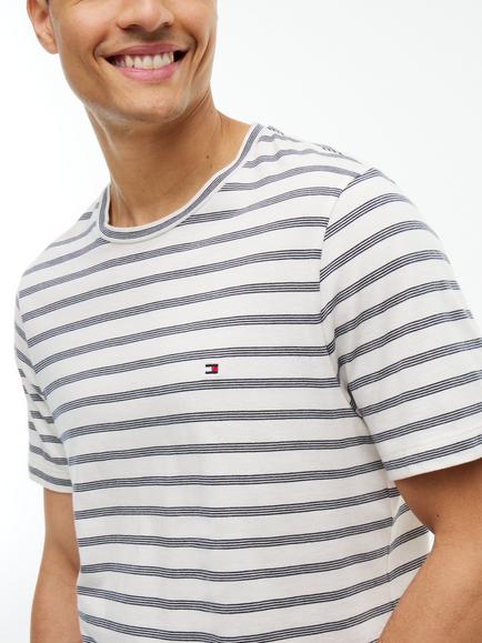 Tommy Hilfiger Cotton Stripe Crew Neck T-Shirt, Multi - view 2, Multi
