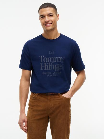 Tommy Hilfiger Cotton Text Graphic Crew Neck T-Shirt, Navy, Navy
