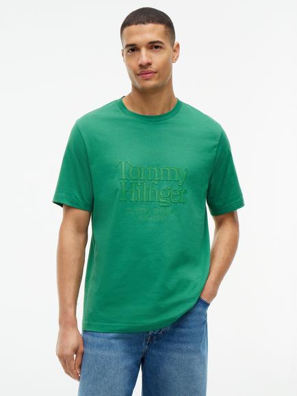 Tommy Hilfiger Cotton Text Graphic Crew Neck T-Shirt, Green, Green