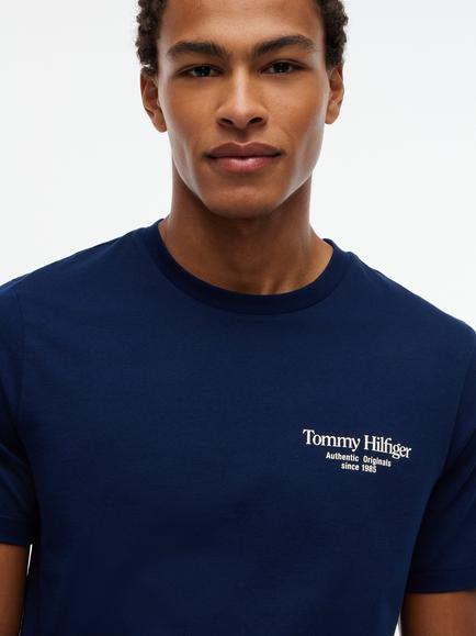 Tommy Hilfiger Cotton Logo Crew Neck T-Shirt, Navy - view 2, Navy