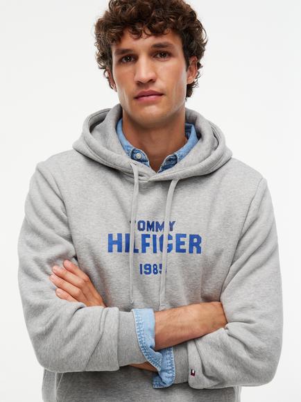 Tommy Hilfiger Logo Cotton Blend Hoodie, Grey Light - view 2, Grey Light