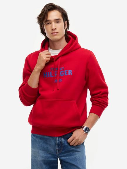 Tommy Hilfiger Cotton Rich Logo Hoodie, Red, Red