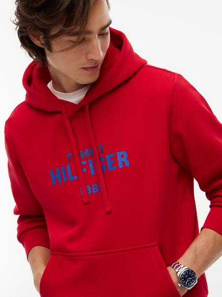 Tommy Hilfiger Cotton Rich Logo Hoodie, Red - view 2, Red