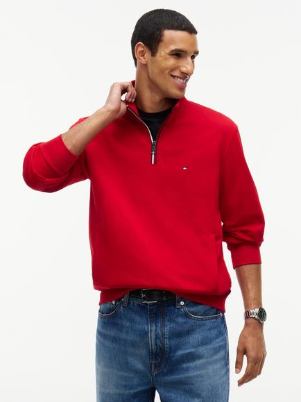 Tommy Hilfiger Cotton Terry Zip Through Sweatshirt, Mid Red, Mid Red