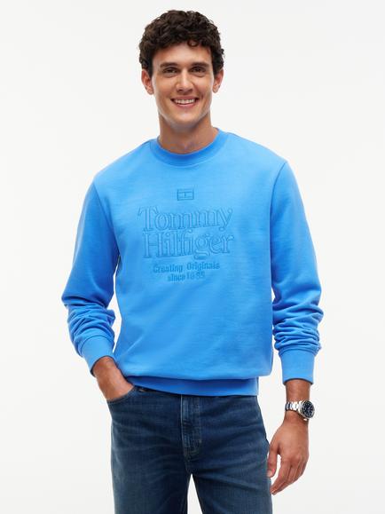 Tommy Hilfiger Graphic Crew Neck Cotton Sweatshirt, Blue Navy, Blue