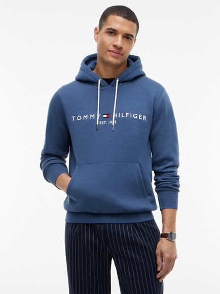 Tommy Hilfiger Logo Cotton Blend Hoodie, Blue Indigo