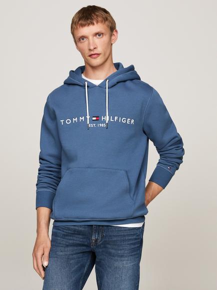 Tommy Hilfiger Logo Cotton Blend Hoodie - view 2, Blue Indigo