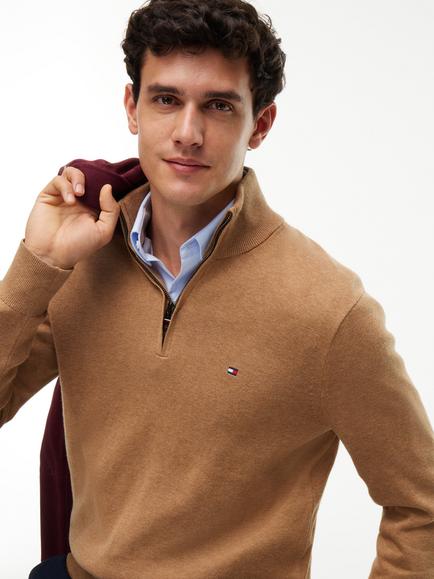 Tommy Hilfiger Pima Cotton Blend Jumper - view 2, Brown Tan