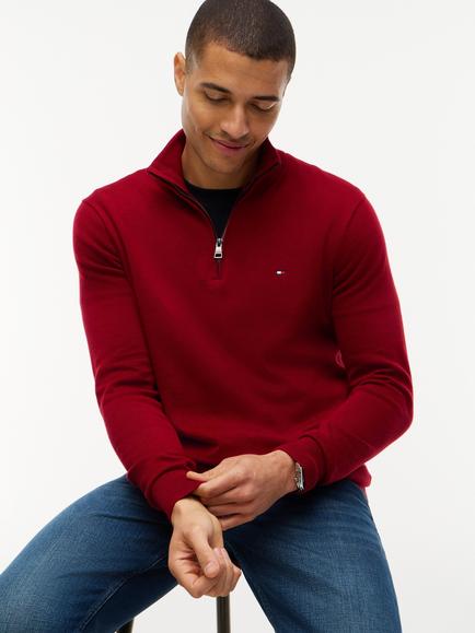 Tommy Hilfiger Cotton Blend with Cashmere Jumper - view 2, Red Burgundy