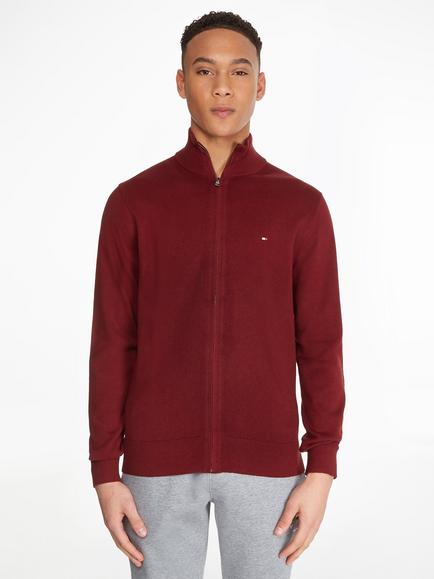 Tommy Hilfiger Pima Cotton Blend Jumper, Dark Red - view 2, Dark Red