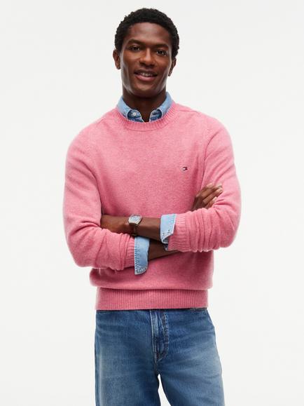 Tommy Hilfiger Lambswool Crew Neck Jumper, Pink, Pink