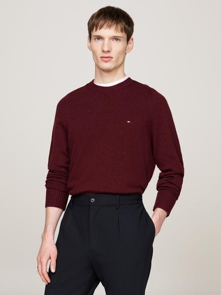 Tommy Hilfiger Lambswool Crew Neck Jumper, Pink, Dark Red