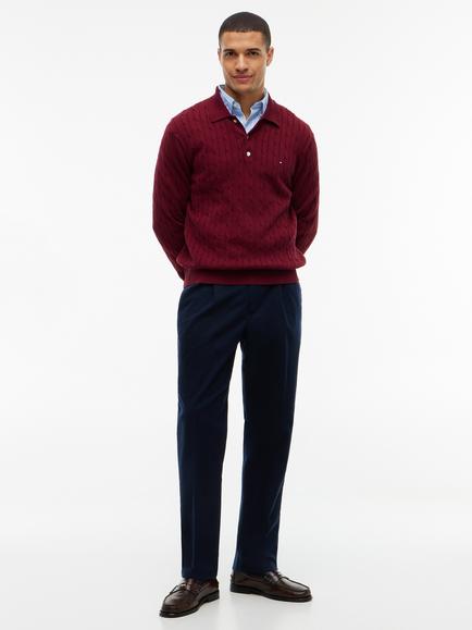 Tommy Hilfiger Brushed Cotton Blend Trousers - view 2, Blue Navy