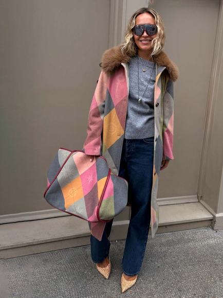 Never Fully Dressed Diamond Print Overcoat, Multi, Multi