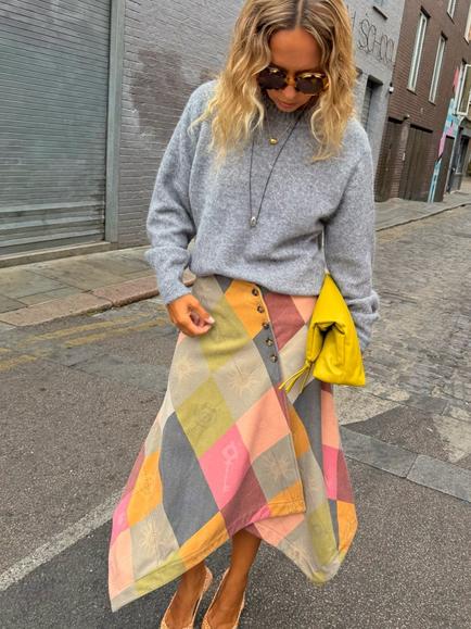 Never Fully Dressed Geometric Argyle A-Line Skirt, Multi, Multi