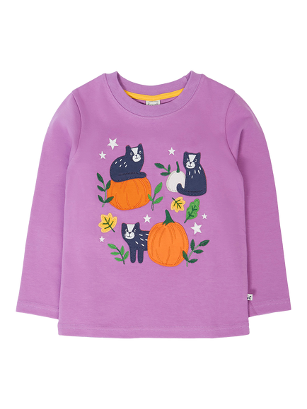 Frugi Kids' Adventure Appliqué Top, Periwinkle/Multi, Periwinkle/Multi