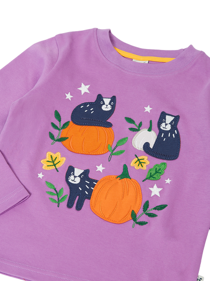 Frugi Kids' Adventure Appliqué Top, Periwinkle/Multi - view 2, Periwinkle/Multi