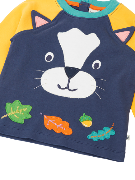 Frugi Kids' Happy Raglan Top, Navy Blue/Multi - view 2, Navy Blue/Multi