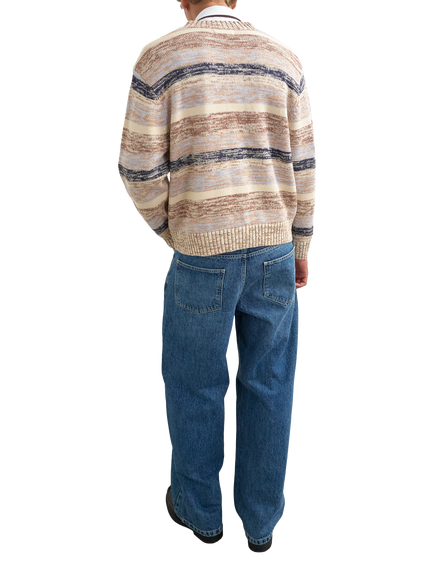 Topman Crop Fit Twist Knit V-Neck Jumper, Neutral - view 2, Neutral