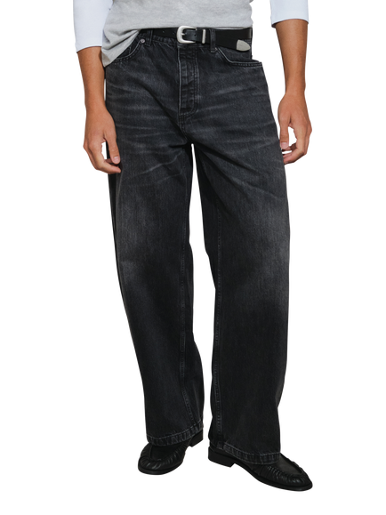 Topman Cotton Baggy Fit Jeans, Black, Washed Black