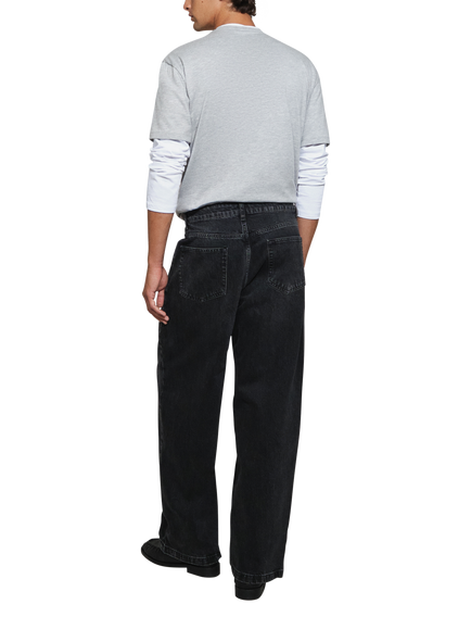 Topman Cotton Baggy Fit Jeans, Black - view 2, Washed Black
