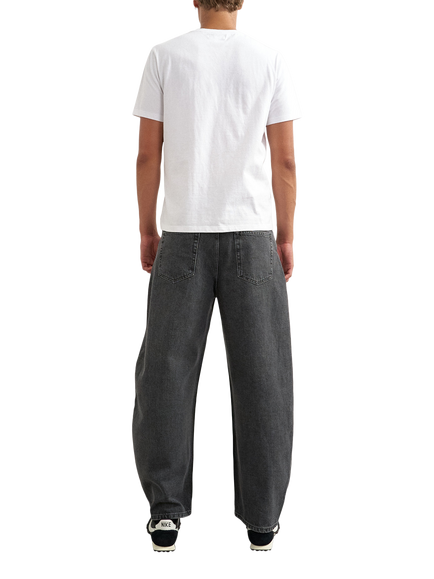 Topman Mid Rise Barrel Leg Jeans, Washed Black - view 2, Washed Black
