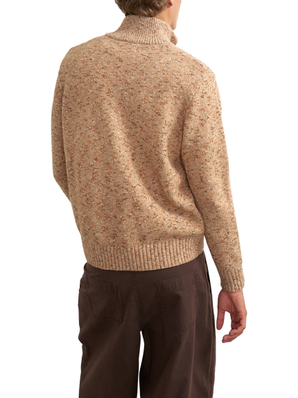 Topman Double Zip Twist Knit Jumper, Oatmeal - view 2, Oatmeal
