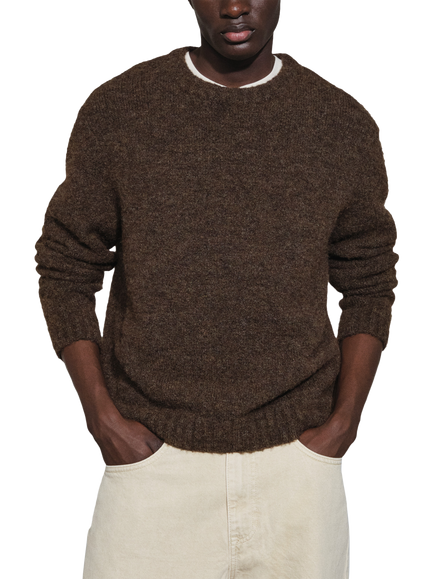 Topman Loose Fit Crew Jumper, Brown, Brown