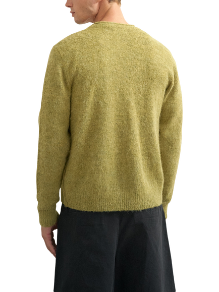 Topman Brushed Knit V-Neck Cardigan, Green - view 2, Green