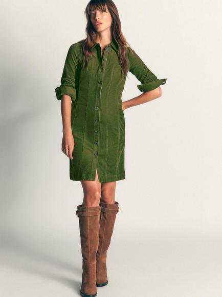 Boden Rhoda Corduroy Shirt Dress, Forest Green, Forest Green