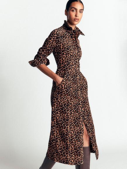 Boden Fleur Cotton Rich Cord Midi Shirt Dress, Multi, Multi