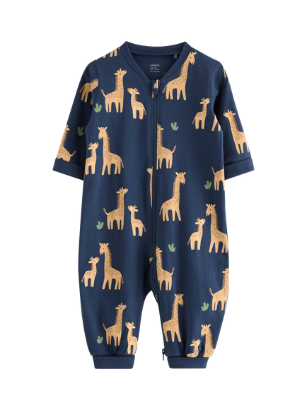 Lindex Baby Pyjama Giraffe Onesie, Dark Blue, Dark Blue