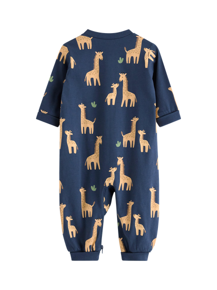 Lindex Baby Pyjama Giraffe Onesie, Dark Blue - view 2, Dark Blue