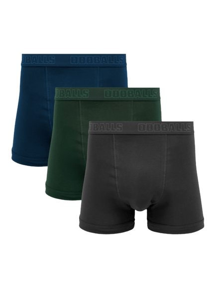 OddBalls Cotton Blend Boxers, Pack of 3, Blue/Green/Charcoal