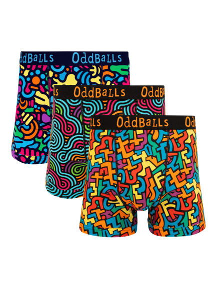 OddBalls Cotton Blend Boxers, Pack of 3, Multi, Multi