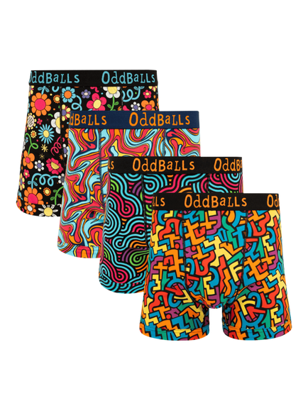 OddBalls Cotton Blend Boxers, Pack of 4, Multi, Multi