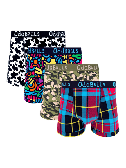 OddBalls Cotton Blend Boxers, Pack of 4, Multi, Multi