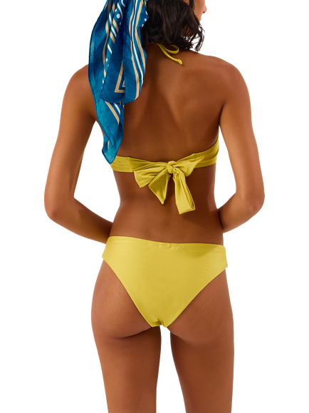 Accessorize Molten Detail Bandeau Bikini Top, Olive - view 2, Olive