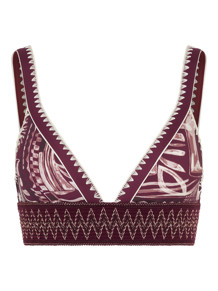 Accessorize Abstract Print Band Bikini Top, Purple, Purple