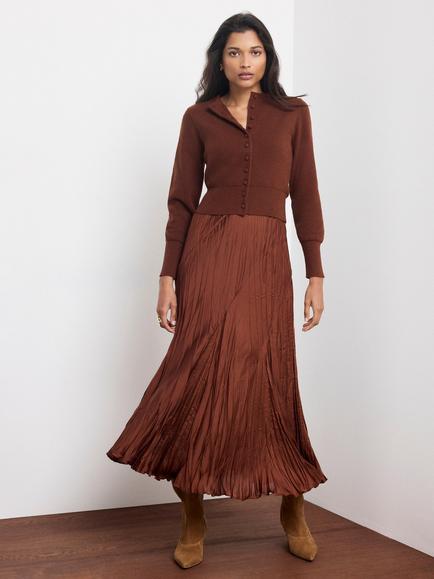 Mint Velvet Ultimate Wool Blend Multitasker Midi Dress, Brown, Brown