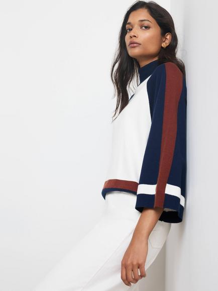Mint Velvet Wide Sleeve Knit Top, Natural Cream - view 2, Natural Cream