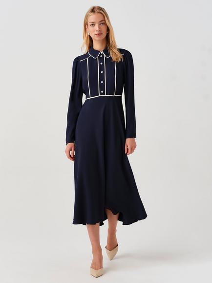 Ghost Alberta Contrast Midi Dress, Navy