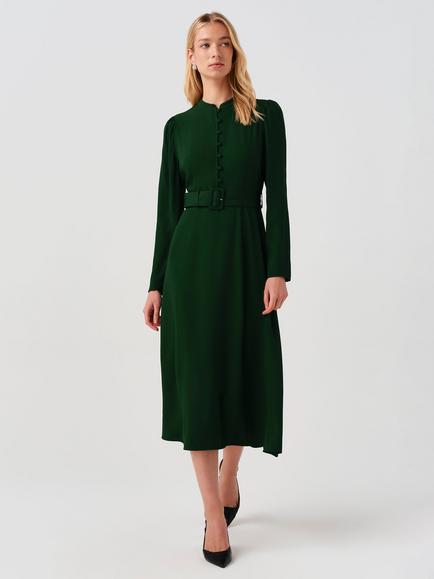 Ghost Ria Long Sleeve Midi Dress - view 2, Forest Green