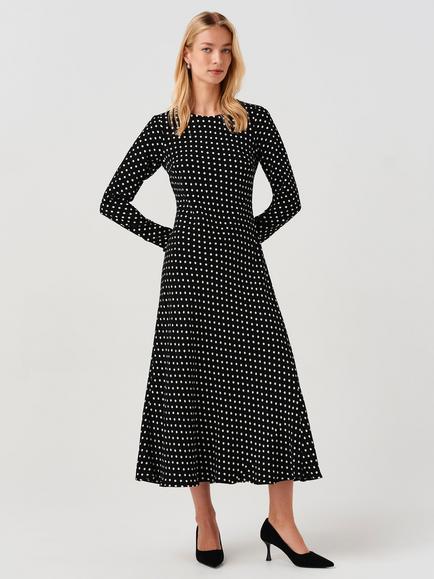Ghost Scarlett Spot A-Line Midi Dress, Black