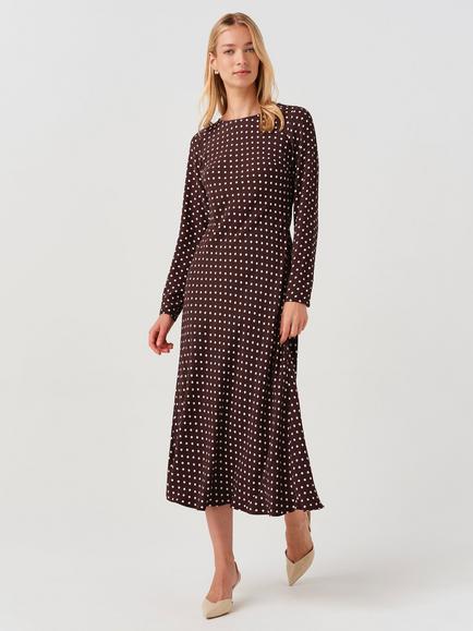 Ghost Scarlett Spot A-Line Midi Dress, Brown