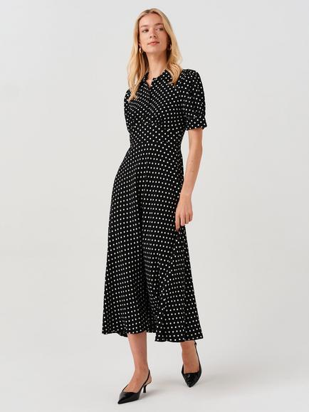 Ghost Wilma Spot Collared Midi Dress - view 2, Black