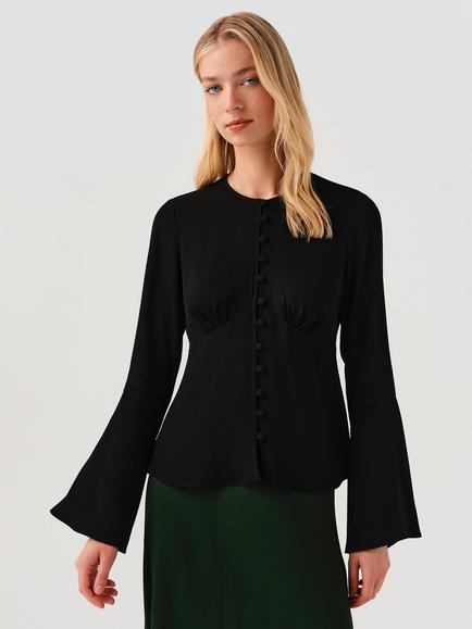 Ghost Ceaira Bell Sleeve Blouse, Black