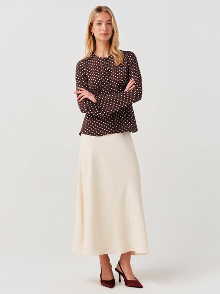 Ghost Ceaira Polka Dot Bell Sleeve Blouse, Burgundy - view 2, Burgundy