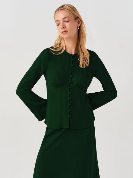 Ghost Ceaira Bell Sleeve Blouse, Forest Green